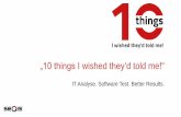„10 things I wished they‘d told me!“