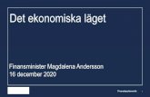 Finansminister Magdalena Andersson 16 december 2020