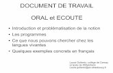 DOCUMENT DE TRAVAIL ORAL et ECOUTE