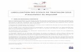 LABELLISATION DES ECOLES DE TRIATHLON 2019 Présentation …
