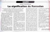 SOCIÉTÉ Jeûne musulman La signification du Ramadan