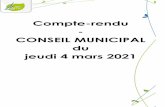 Compte-rendu CONSEIL MUNICIPAL du jeudi 4 mars 2021