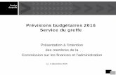 Prévisions budgétaires 2016 Service du greffe