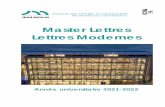 Master Lettres Lettres Modernes
