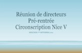Réunion de directeurs Pré-rentrée Circonscription Nice V