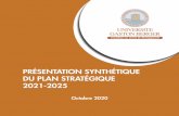 PRÉSENTATION SYNTHÉTIQUE DU PLAN STRATÉGIQUE 2021-2025