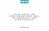 POLÍTICA DE PREVENCIÓN DEL BLANQUEO DE CAPITALES