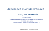 Approches quantitatives des                   corpus textuels